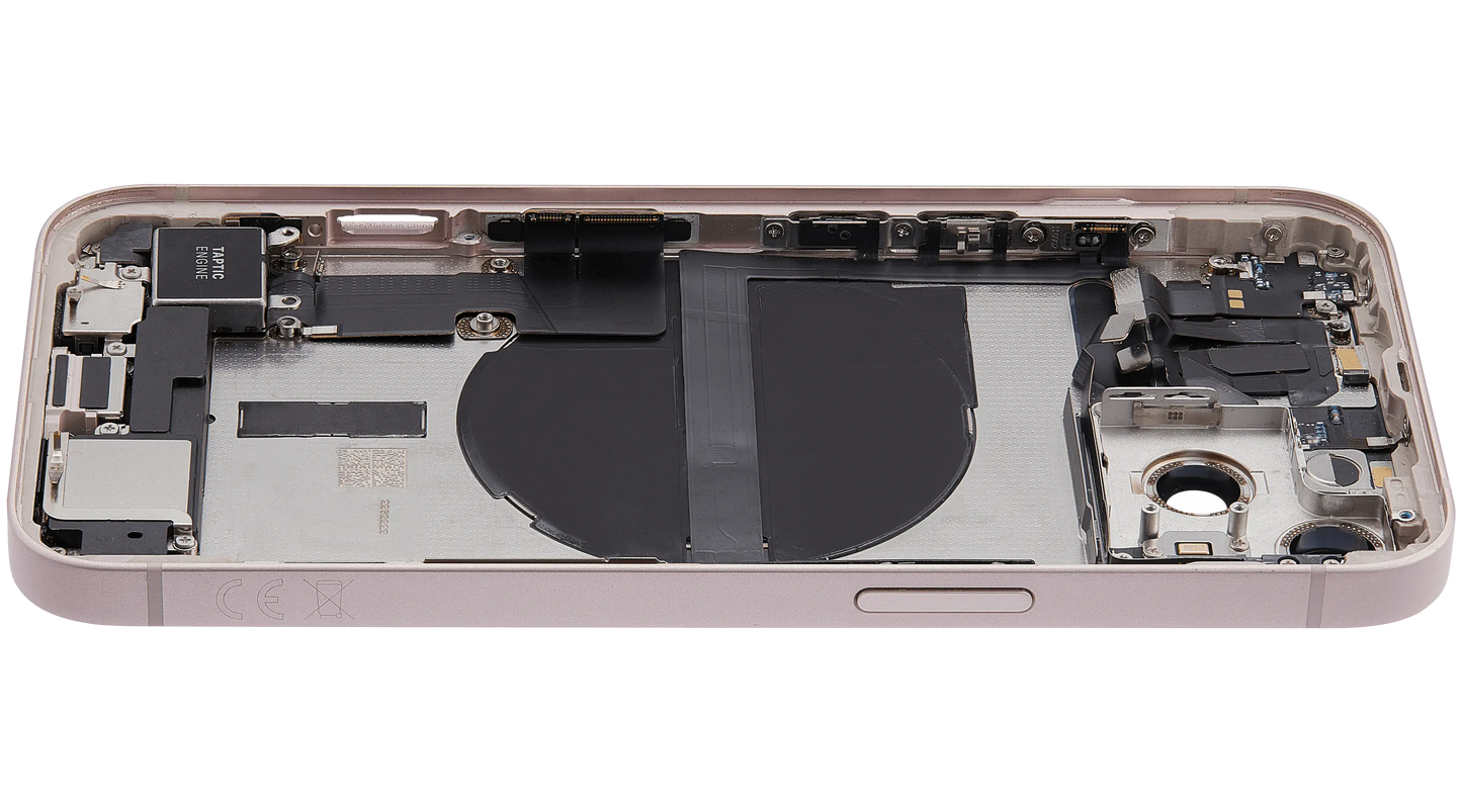 Back Housing W/ Charging Port Flex & Small Parts For iPhone 13 (EU / Global Version) (Used OEM Pull: Grade A) (Pink)