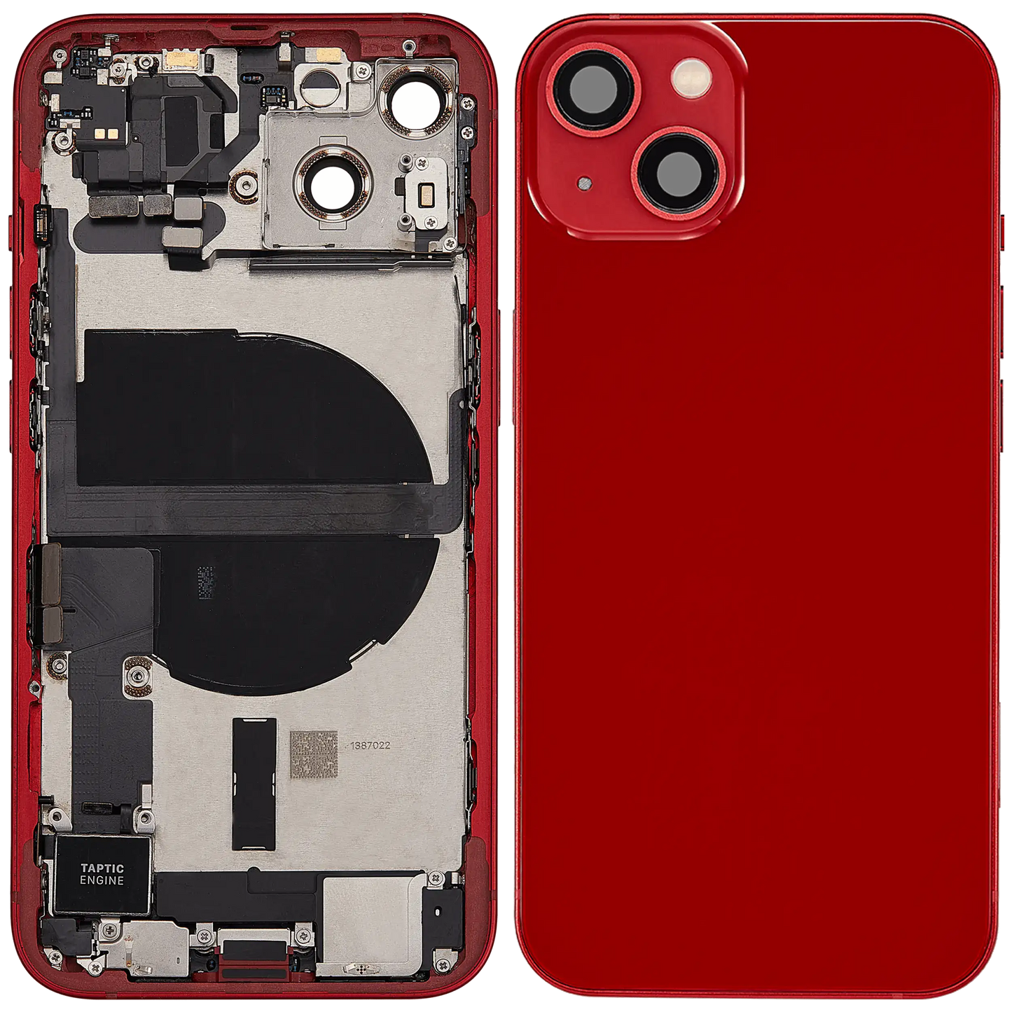 Back Housing W/ Charging Port Flex & Small Parts For iPhone 13 (EU / Global Version) (Used OEM Pull: Grade A) (Red)