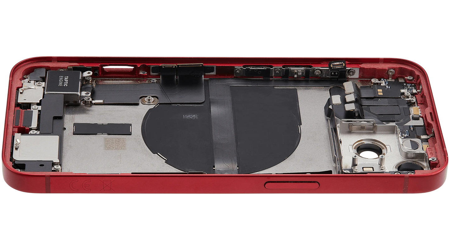 Back Housing W/ Charging Port Flex & Small Parts For iPhone 13 (EU / Global Version) (Used OEM Pull: Grade A) (Red)