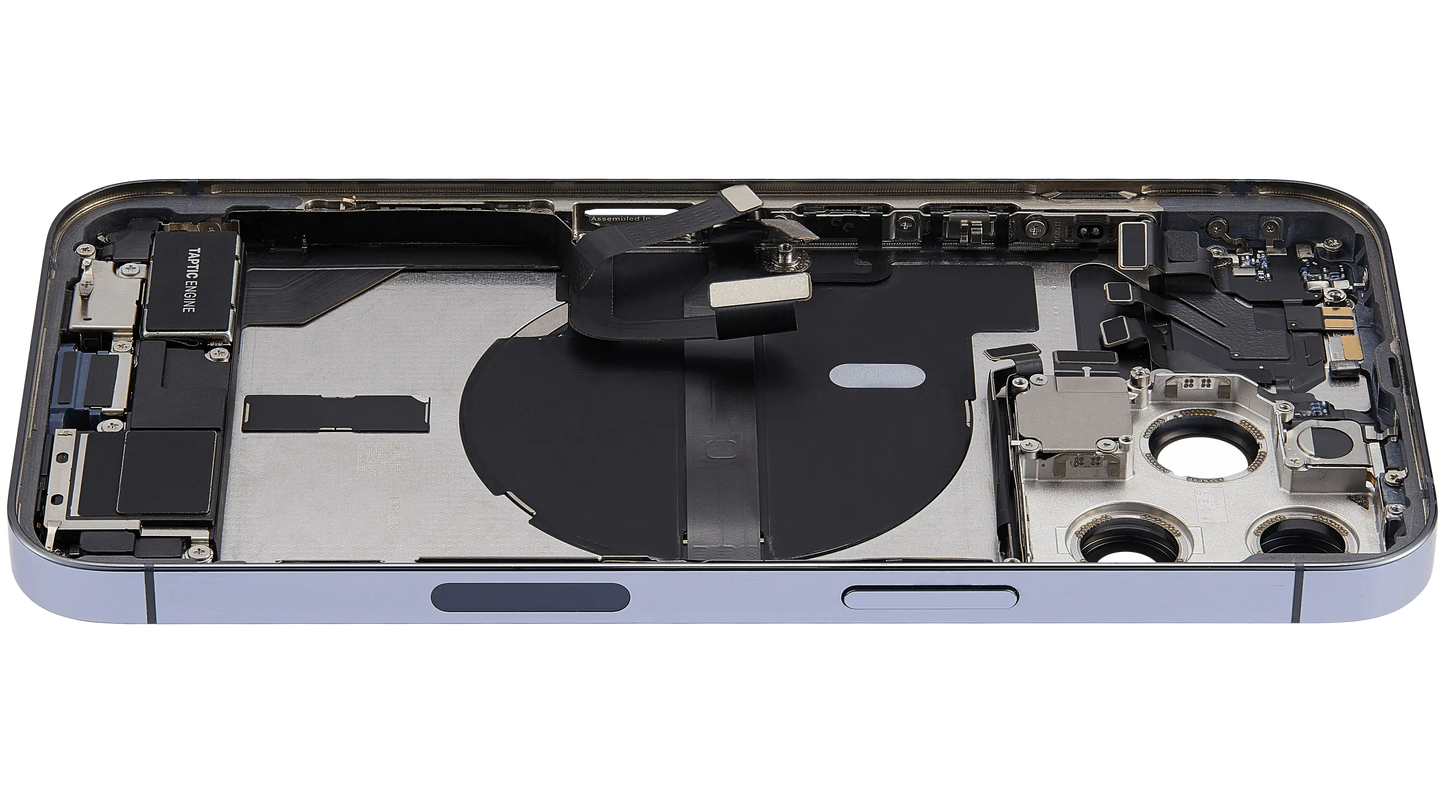 Back Housing W/ Charging Port Flex & Small Parts For iPhone 13 Pro (US Version) (Used OEM Pull: Grade A) (Sierra Blue)