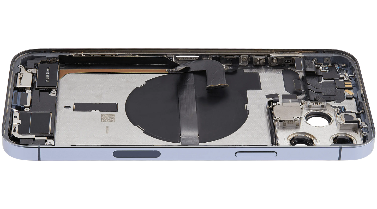 Back Housing W/ Charging Port Flex & Small Parts For iPhone 13 Pro Max (US Version) (Used OEM Pull: Grade A) (Sierra Blue)