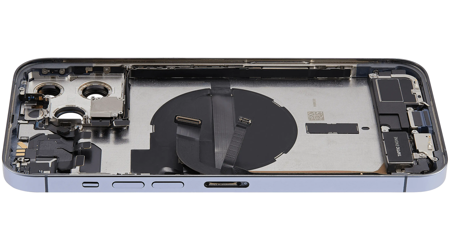 Back Housing W/ Charging Port Flex & Small Parts For iPhone 13 Pro Max (US Version) (Used OEM Pull: Grade C) (Sierra Blue)