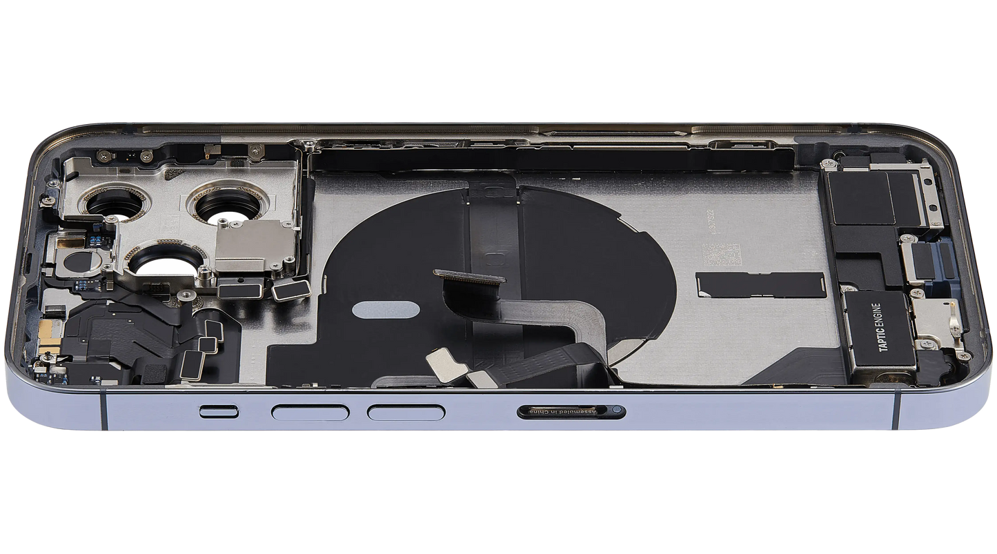 Back Housing W/ Charging Port Flex & Small Parts For iPhone 13 Pro (US Version) (Used OEM Pull: Grade C) (Sierra Blue)