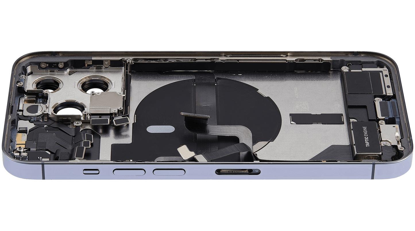 Back Housing W/ Charging Port Flex & Small Parts For iPhone 13 Pro (US Version) (Used OEM Pull: Grade B) (Sierra Blue)