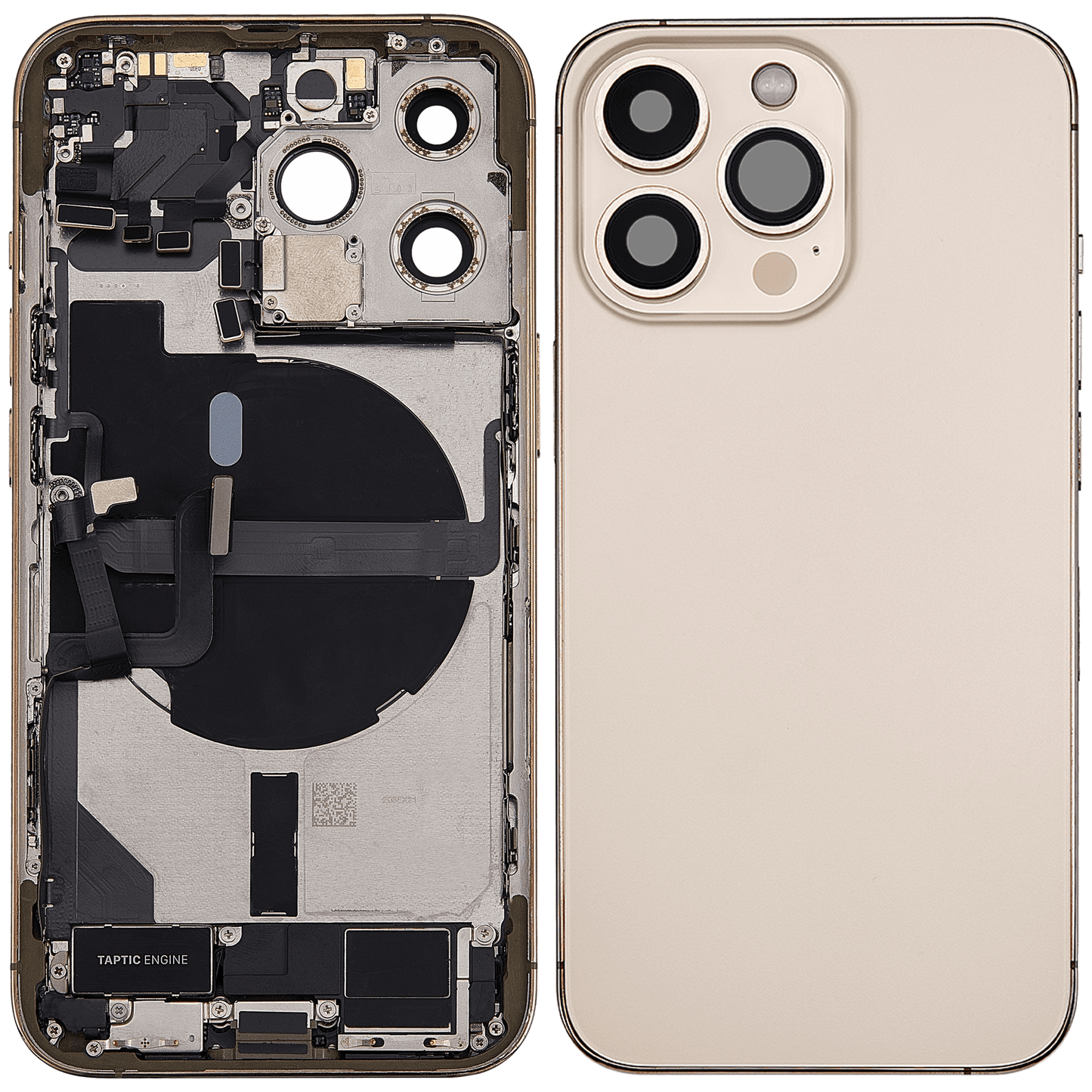 Back Housing W/ Charging Port Flex & Small Parts For iPhone 13 Pro (US Version) (Used OEM Pull: Grade B) (Gold)