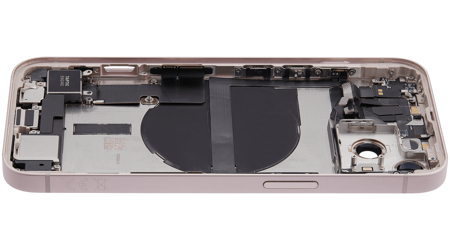 Back Housing W/ Charging Port Flex & Small Parts For iPhone 13 (EU / Global Version) (Used OEM Pull: Grade C) (Pink)
