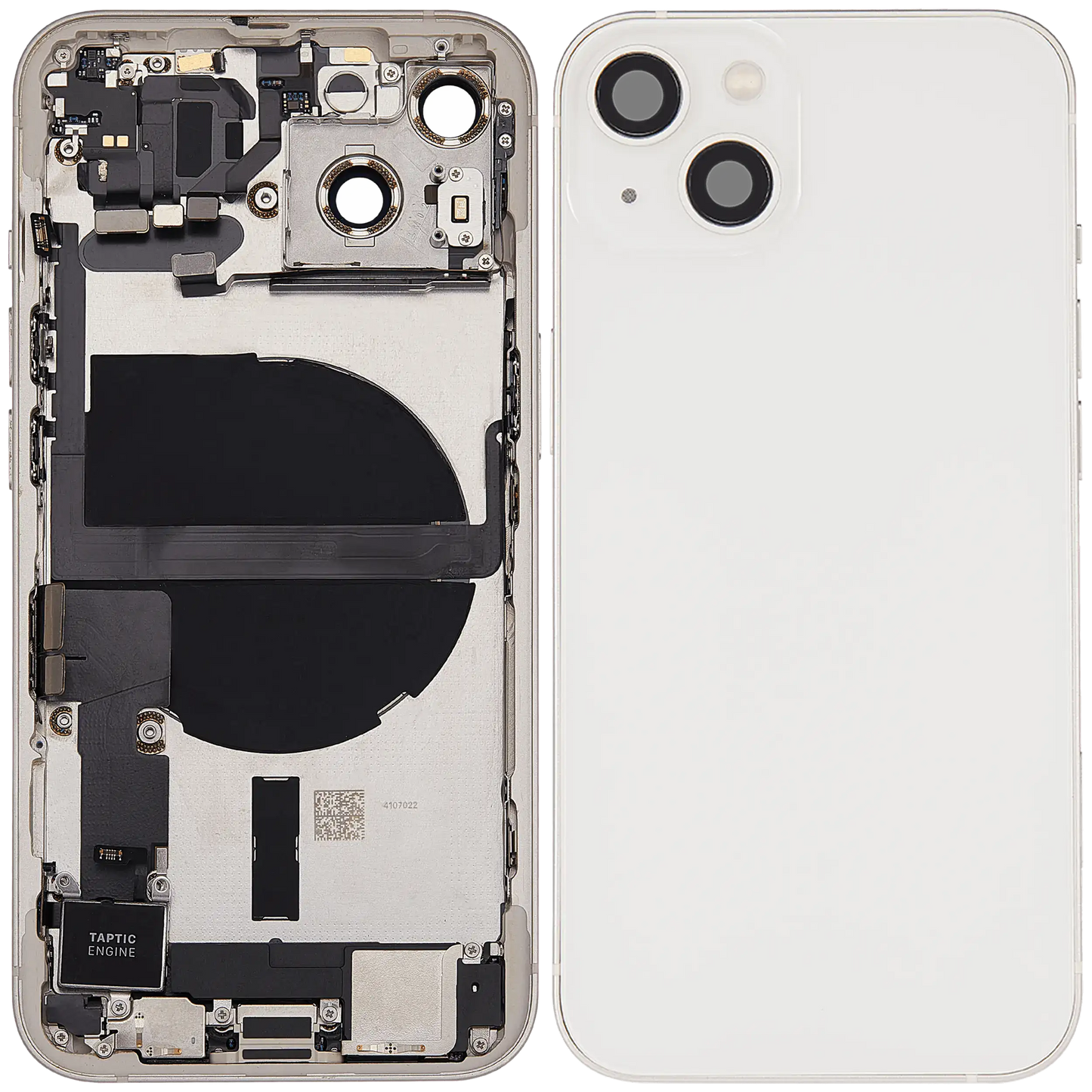 Back Housing W/ Charging Port Flex & Small Parts For iPhone 13 (EU / Global Version) (Used OEM Pull: Grade B) (Starlight)