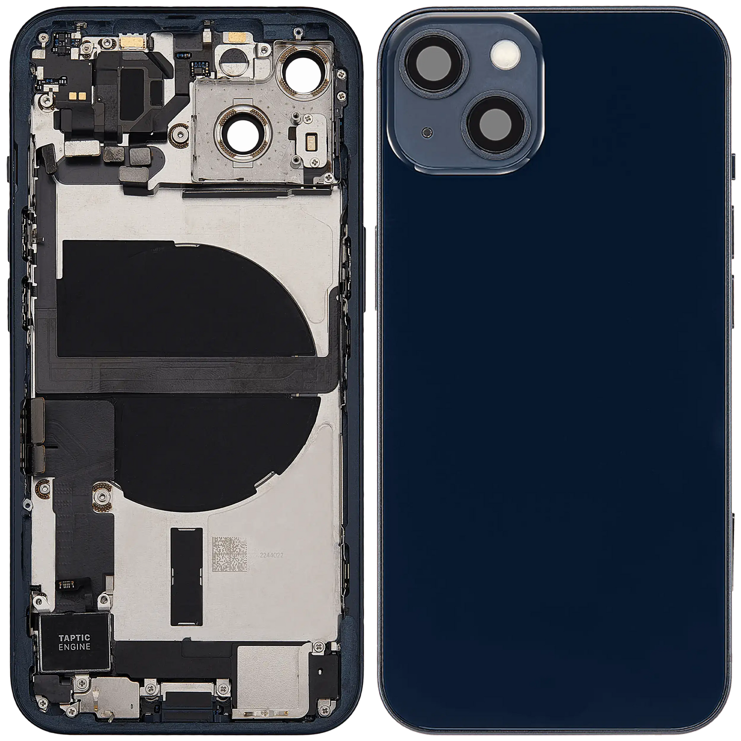 Back Housing W/ Charging Port Flex & Small Parts For iPhone 13 (EU / Global Version) (Used OEM Pull: Grade B) (Midnight)