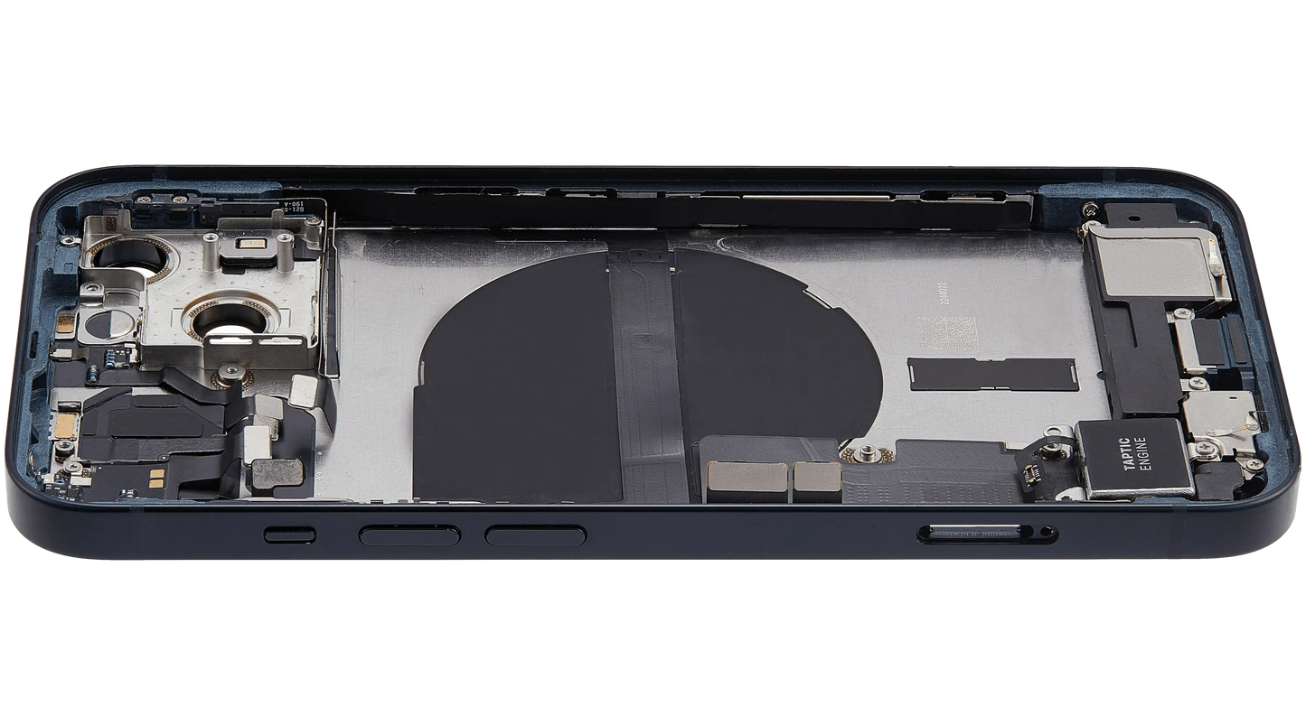 Back Housing W/ Charging Port Flex & Small Parts For iPhone 13 (EU / Global Version) (Used OEM Pull: Grade B) (Midnight)