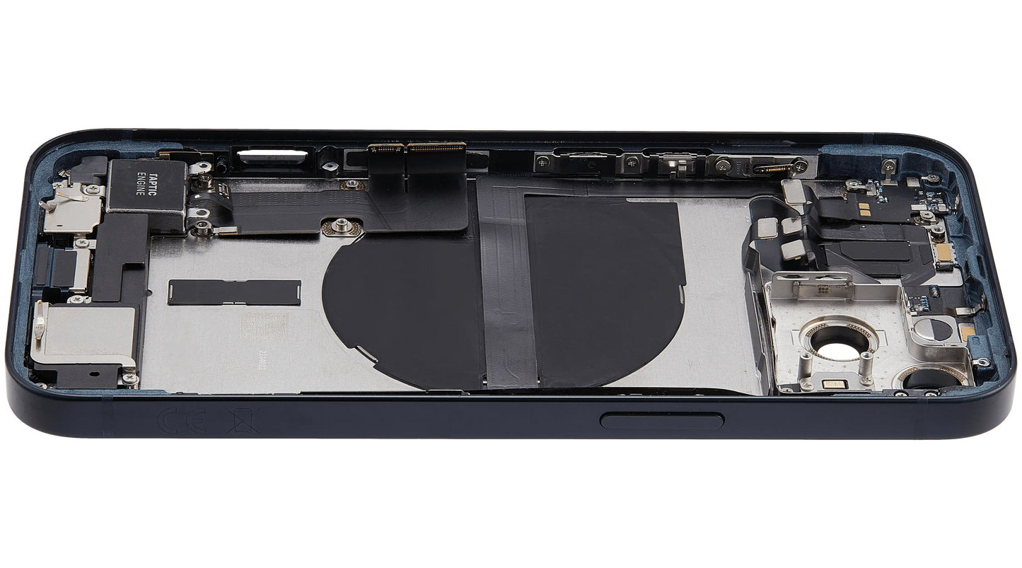 Back Housing W/ Charging Port Flex & Small Parts For iPhone 13 (EU / Global Version) (Used OEM Pull: Grade B) (Midnight)