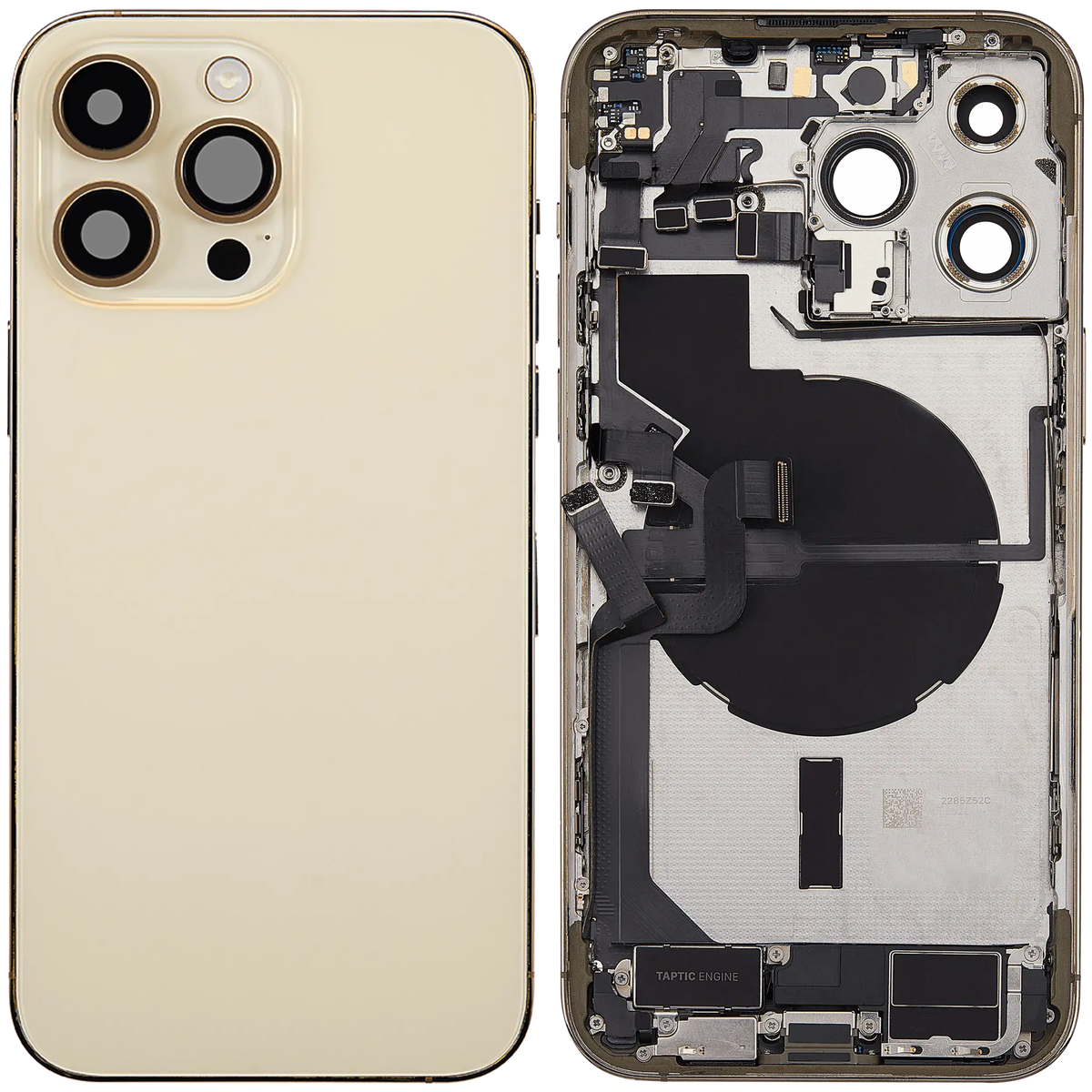 Back Housing W/ Charging Port Flex & Small Parts For iPhone 14 Pro Max (US Version) (Used OEM Pull: Grade B) (Gold)