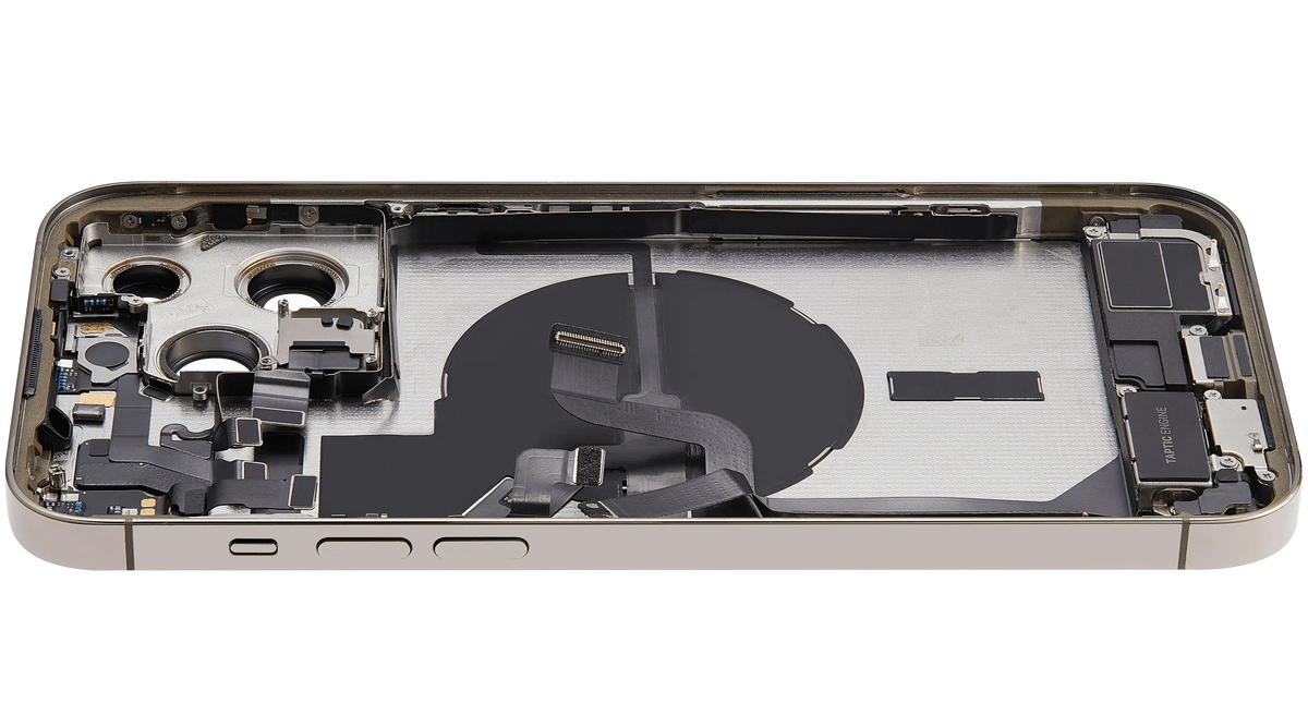 Back Housing W/ Charging Port Flex & Small Parts For iPhone 14 Pro Max (US Version) (Used OEM Pull: Grade B) (Gold)