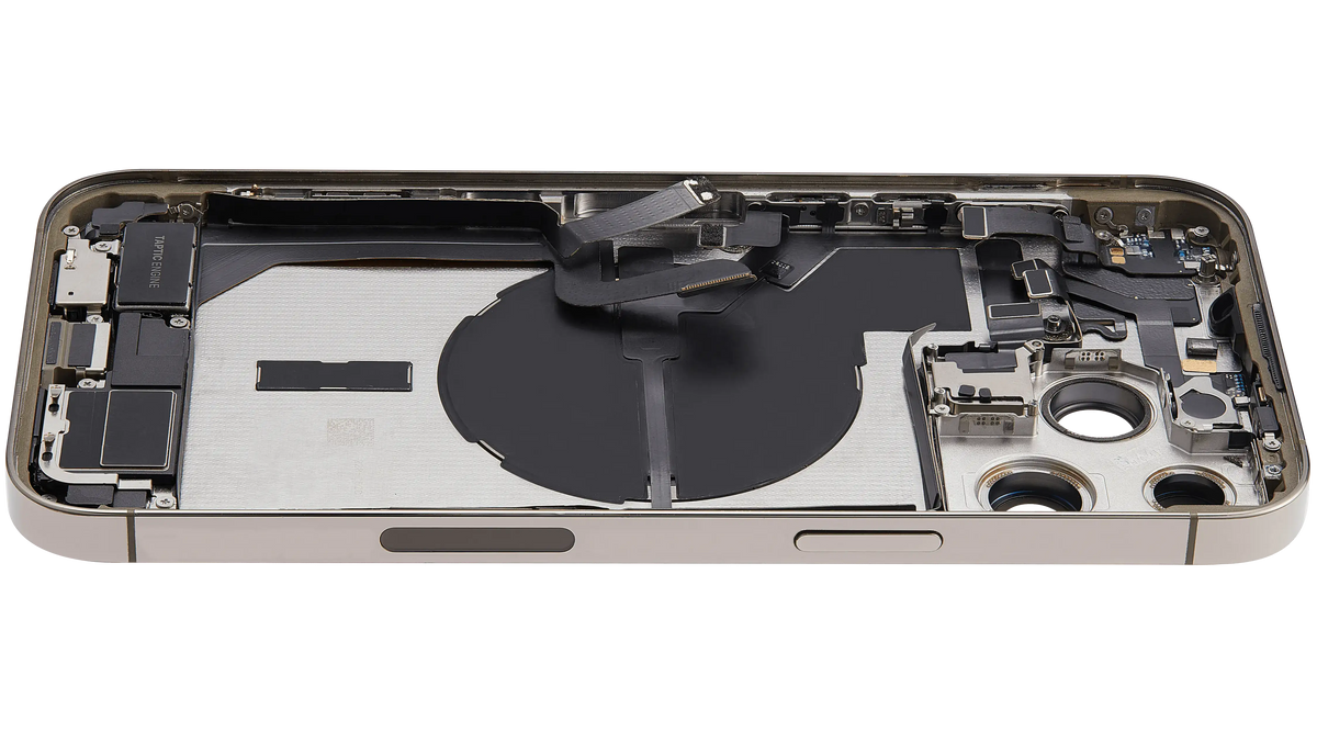 Back Housing W/ Charging Port Flex & Small Parts For iPhone 14 Pro Max (US Version) (Used OEM Pull: Grade B) (Gold)