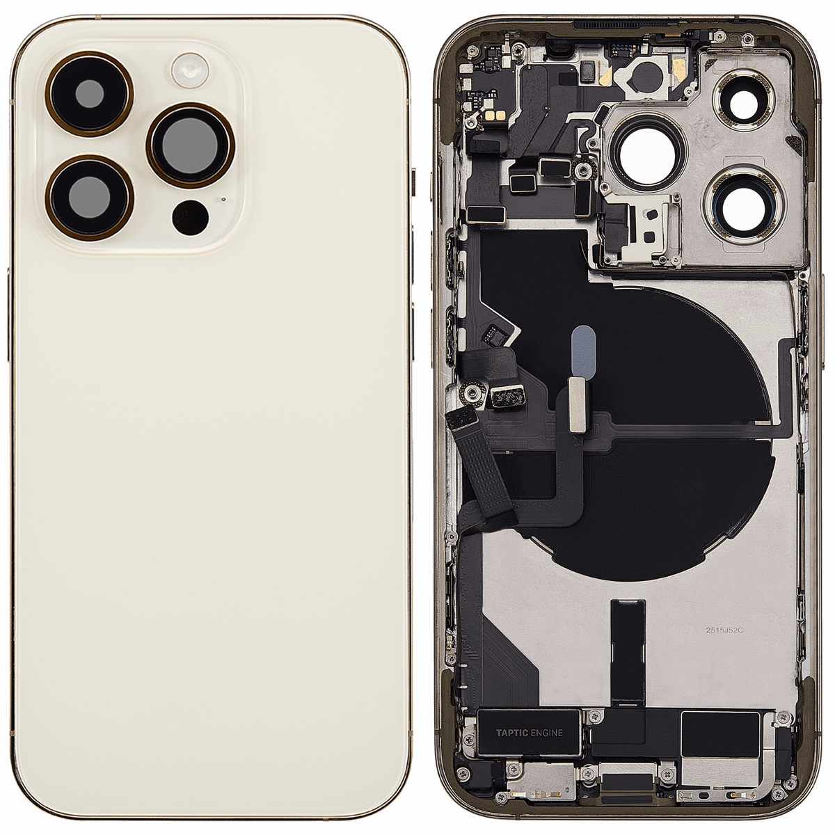 Back Housing W/ Charging Port Flex & Small Parts For iPhone 14 Pro (US Version) (Used OEM Pull: Grade C) (Gold)