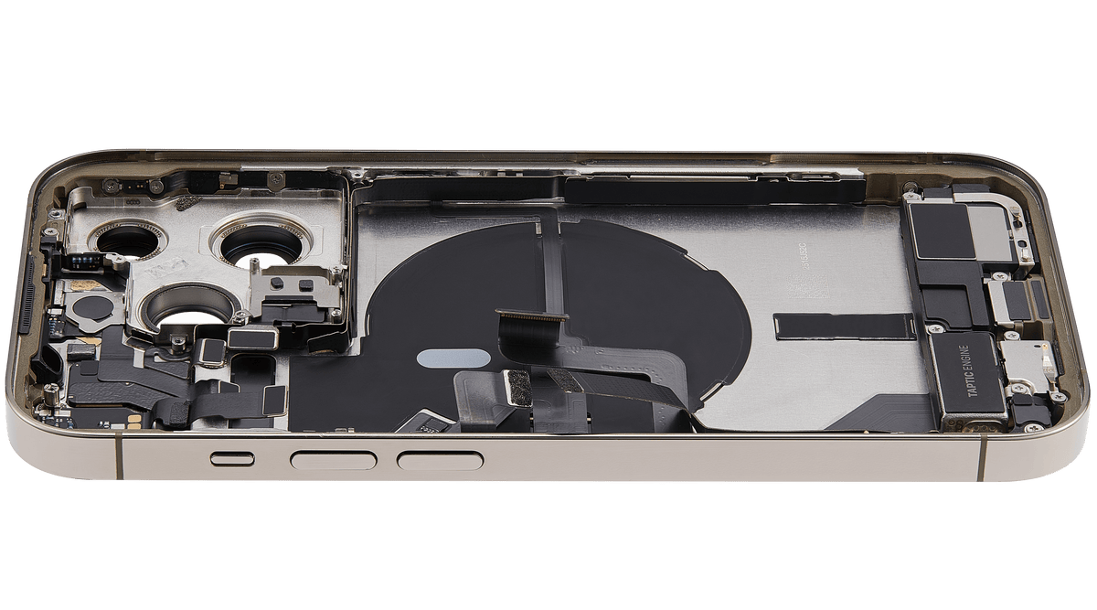 Back Housing W/ Charging Port Flex & Small Parts For iPhone 14 Pro (US Version) (Used OEM Pull: Grade C) (Gold)