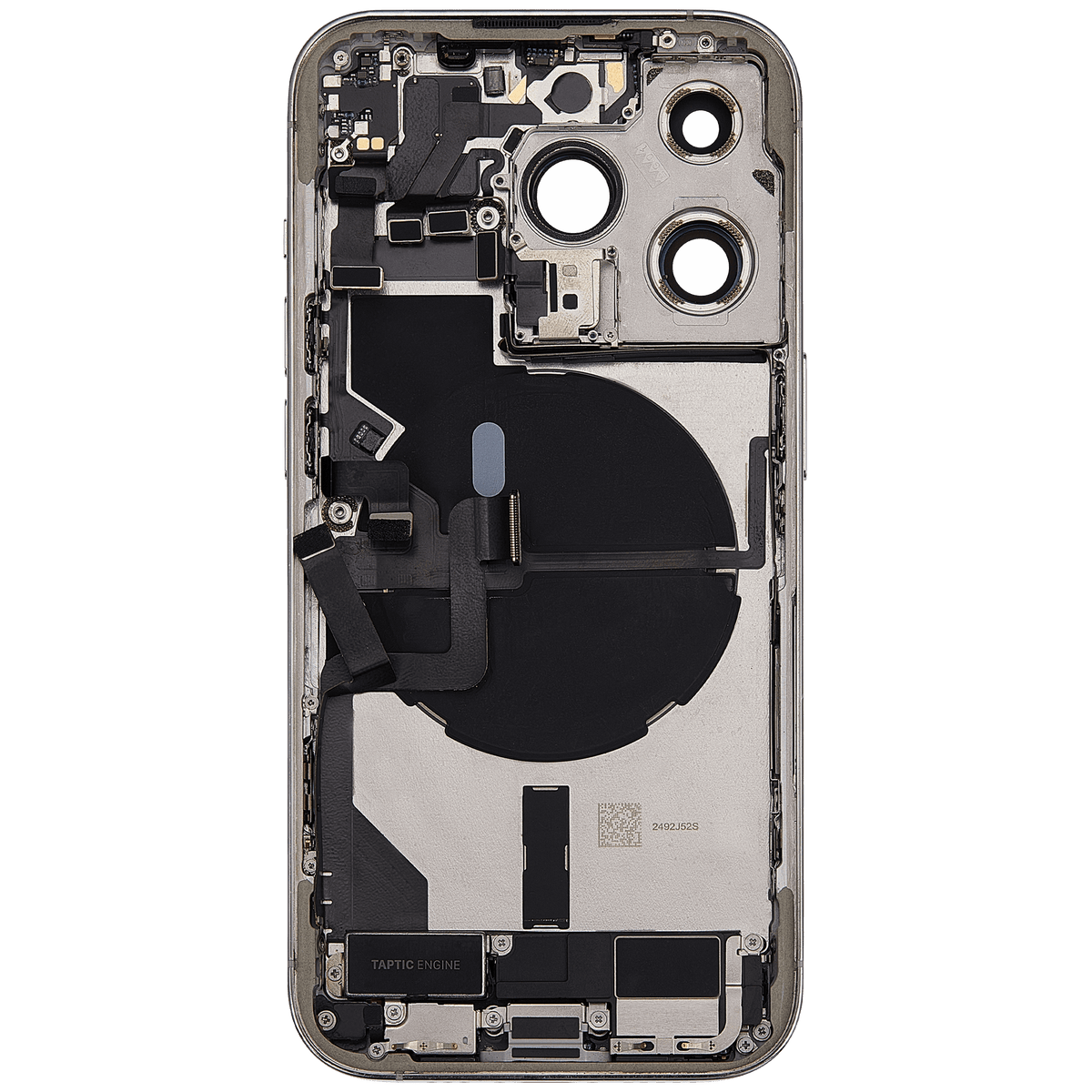 Back Housing W/ Charging Port Flex & Small Parts For iPhone 14 Pro (US Version) (Used OEM Pull: Grade C) (Silver)