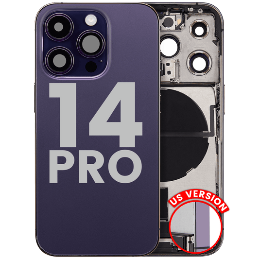 Back Housing W/ Charging Port Flex & Small Parts For iPhone 14 Pro (US Version) (Used OEM Pull: Grade B) (Deep Purple)