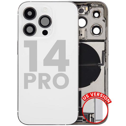 Back Housing W/ Charging Port Flex & Small Parts For iPhone 14 Pro (US Version) (Used OEM Pull: Grade B) (Silver)