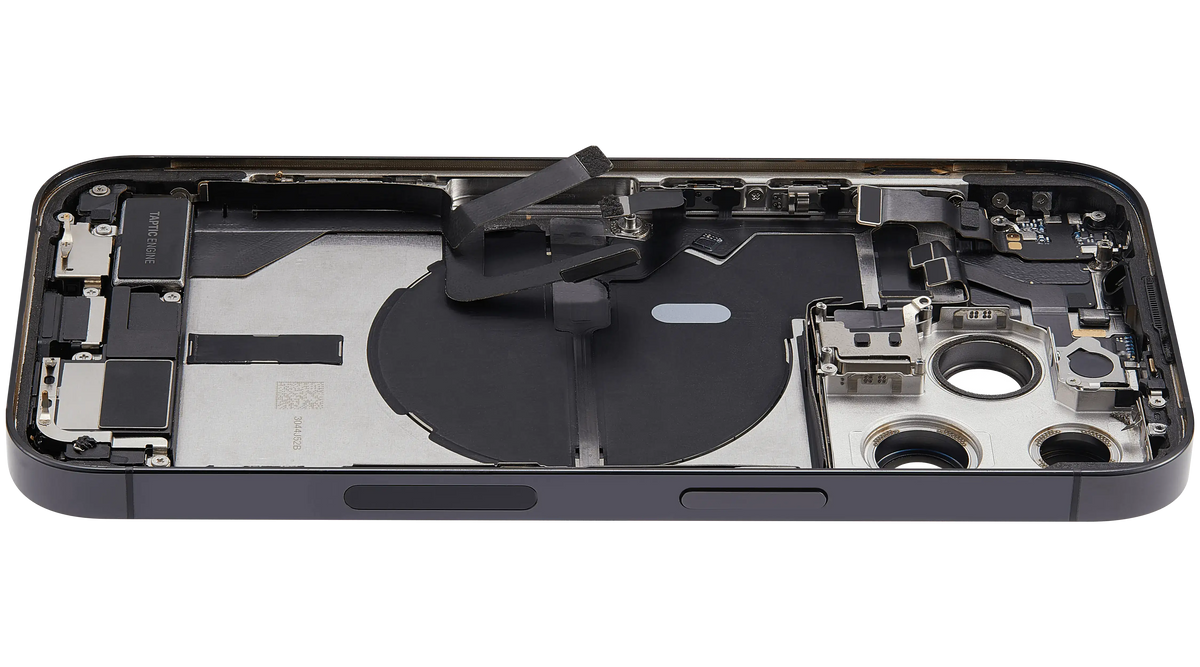 Back Housing W/ Charging Port Flex & Small Parts For iPhone 14 Pro (US Version) (Used OEM Pull: Grade B) (Space Black)
