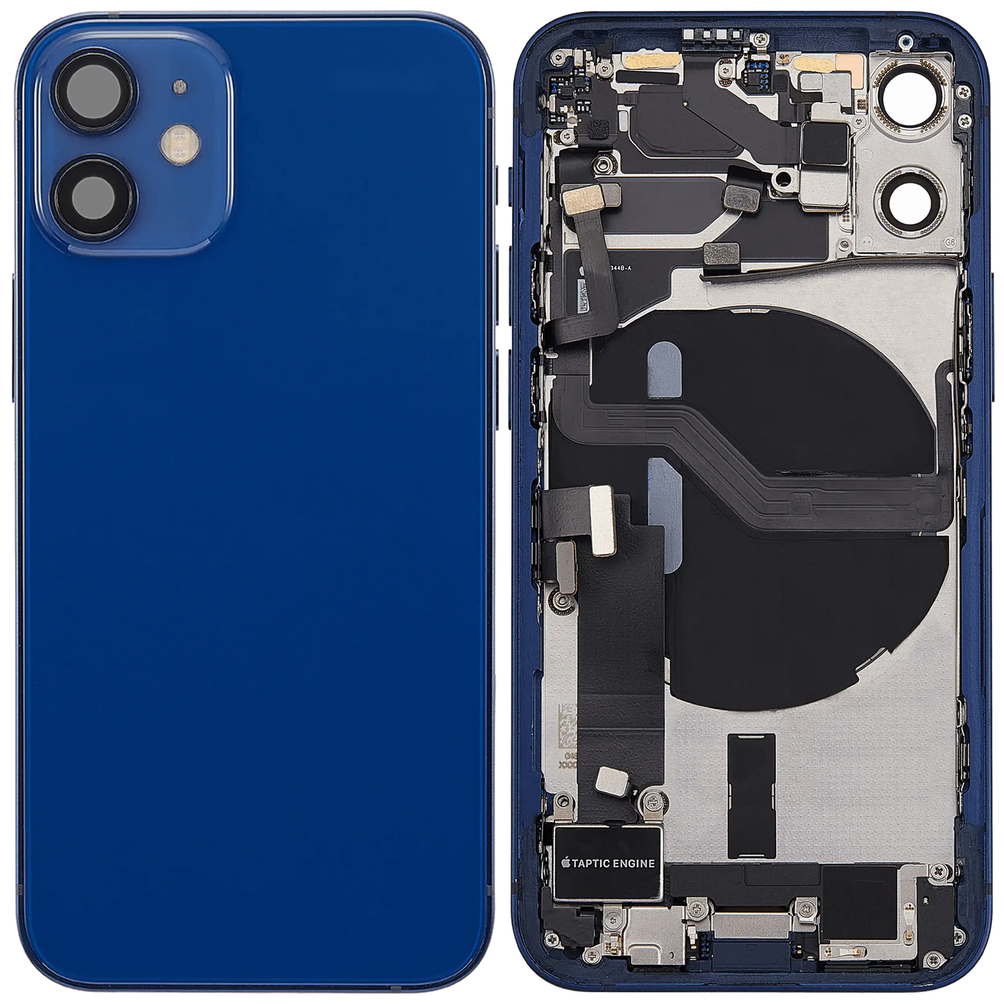 Back Housing W/ Charging Port Flex & Small Parts For iPhone 12 Mini (US Version) (Used OEM Pull: Grade B) (Blue)