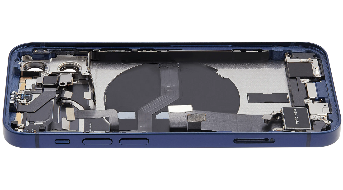 Back Housing W/ Charging Port Flex & Small Parts For iPhone 12 Mini (US Version) (Used OEM Pull: Grade B) (Blue)
