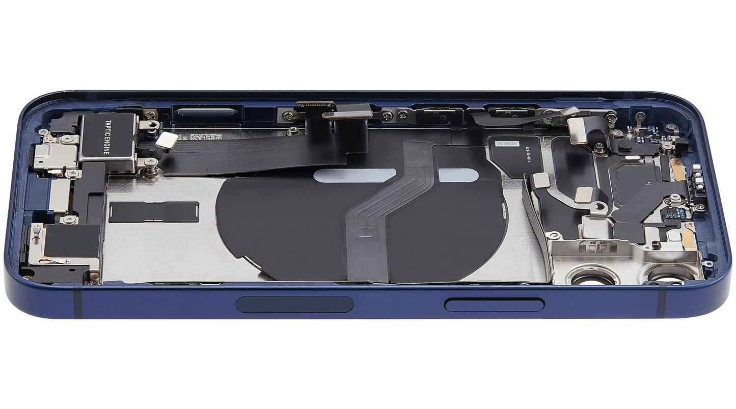 Back Housing W/ Charging Port Flex & Small Parts For iPhone 12 Mini (US Version) (Used OEM Pull: Grade A) (Blue)