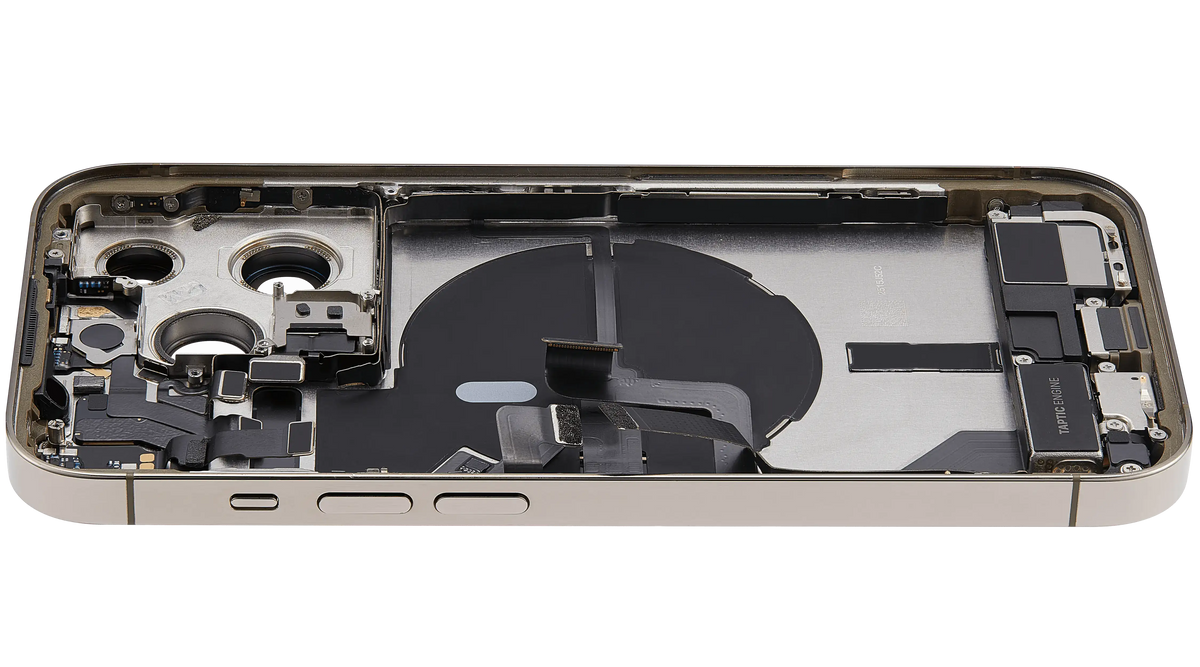 Back Housing W/ Charging Port Flex & Small Parts For iPhone 14 Pro (US Version) (Used OEM Pull: Grade A) (Gold)