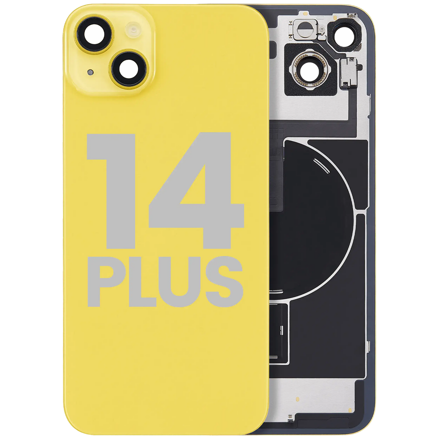 Back Glass w/ MagSafe Magnet & NFC & Flashlight Flex For iPhone 14 Plus (Used OEM Pull: Grade A) (Yellow)