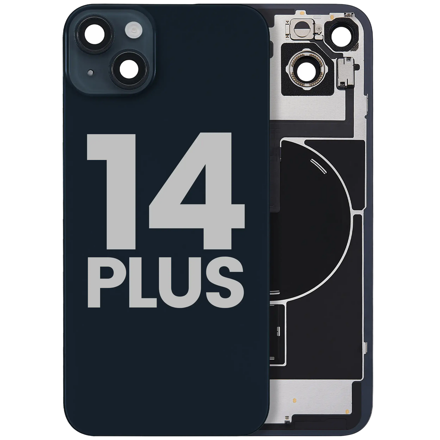 Back Glass w/ MagSafe Magnet & NFC & Flashlight Flex For iPhone 14 Plus (Used OEM Pull: Grade B) (Midnight)