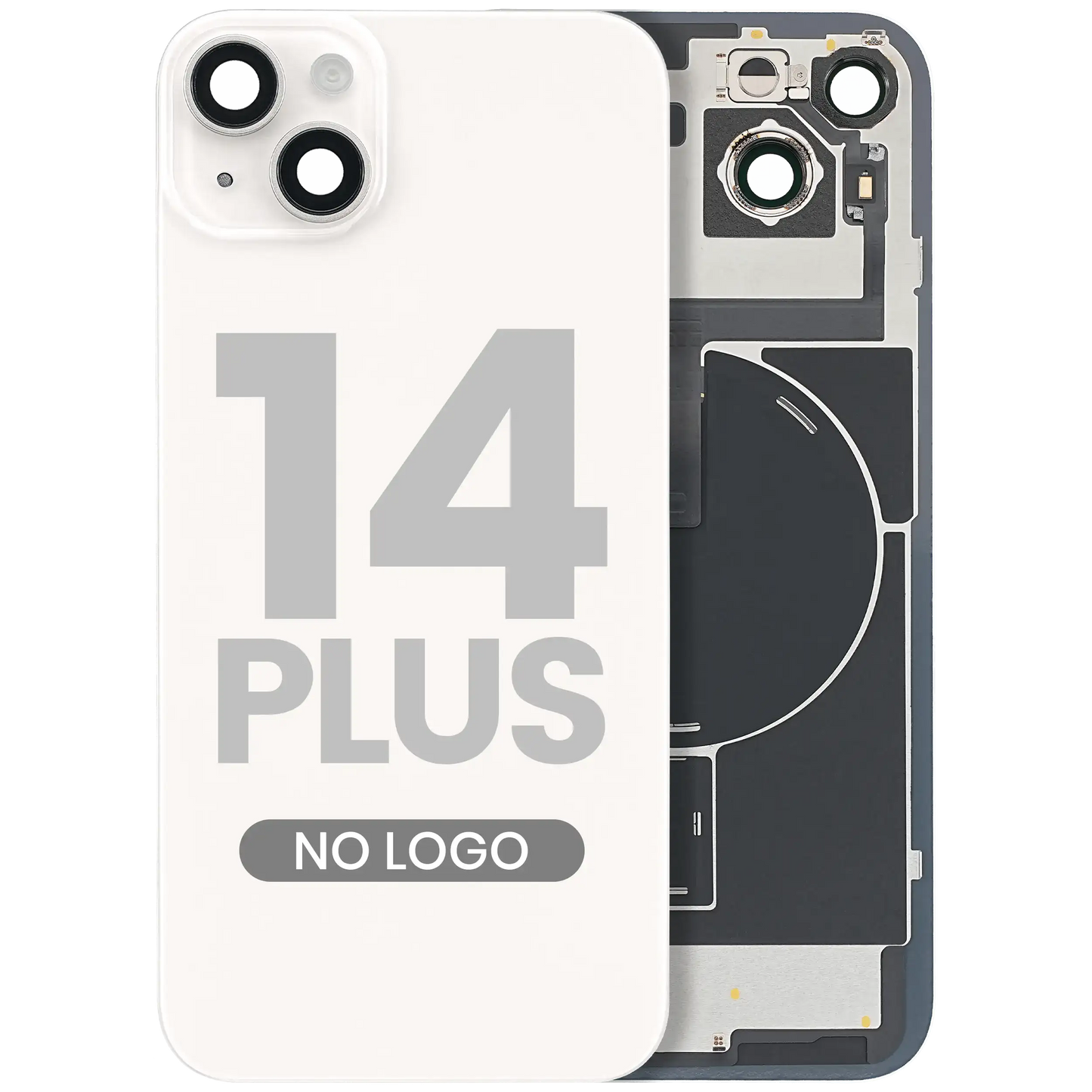 Back Glass With Steel Plate With Wireless NFC & MagSafe Magnet Pre-Installed For iPhone 14 Plus (No Logo) (Starlight)