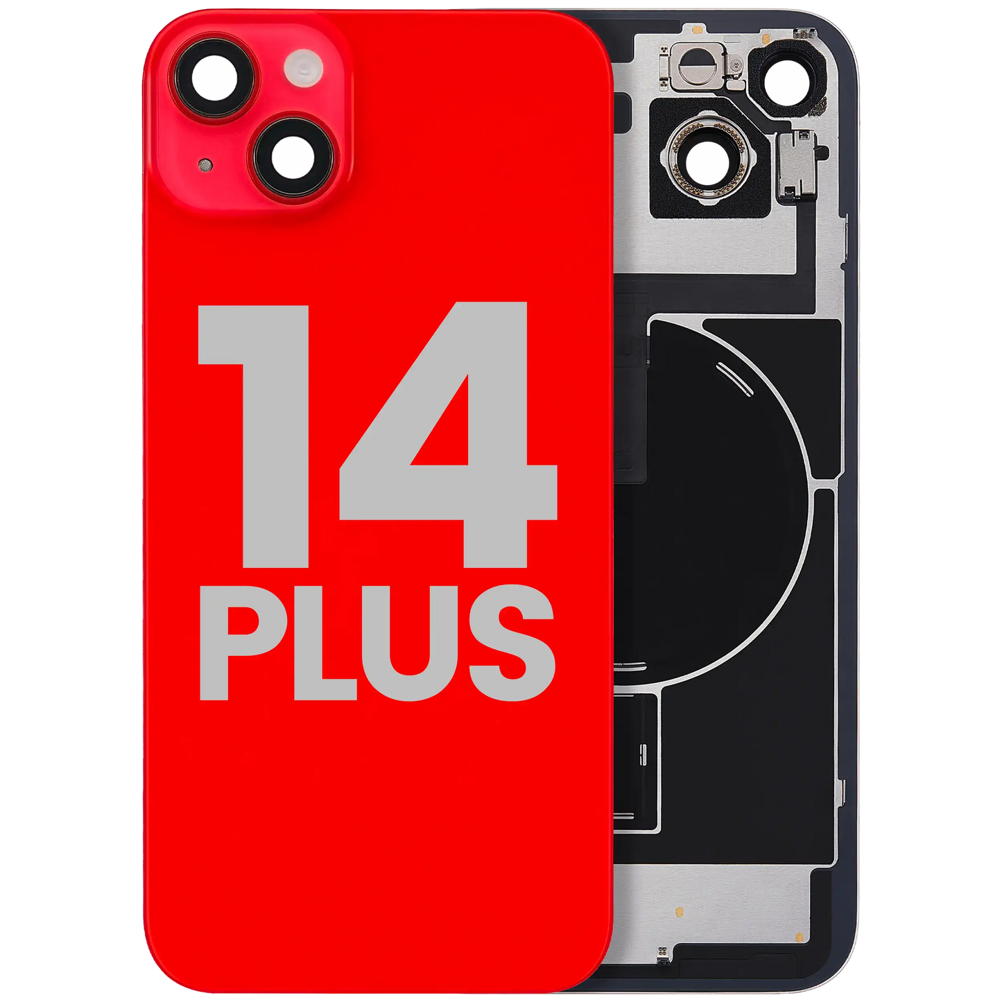 Back Glass w/ MagSafe Magnet & NFC & Flashlight Flex For iPhone 14 Plus (Used OEM Pull: Grade B) (Red)