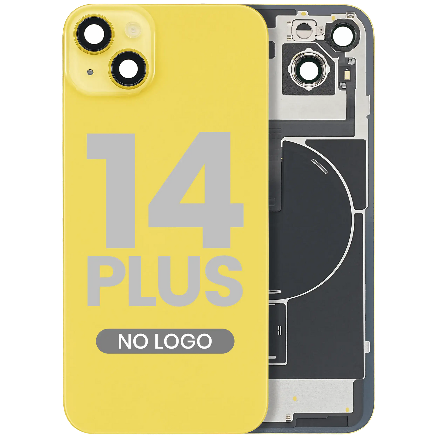 Back Glass With Steel Plate With Wireless NFC & MagSafe Magnet Pre-Installed For iPhone 14 Plus (No Logo) (Yellow)