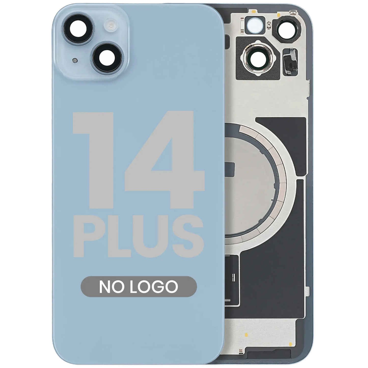 Back Glass w/ MagSafe Magnet For iPhone 14 Plus (Aftermarket) (Blue) (No Logo)