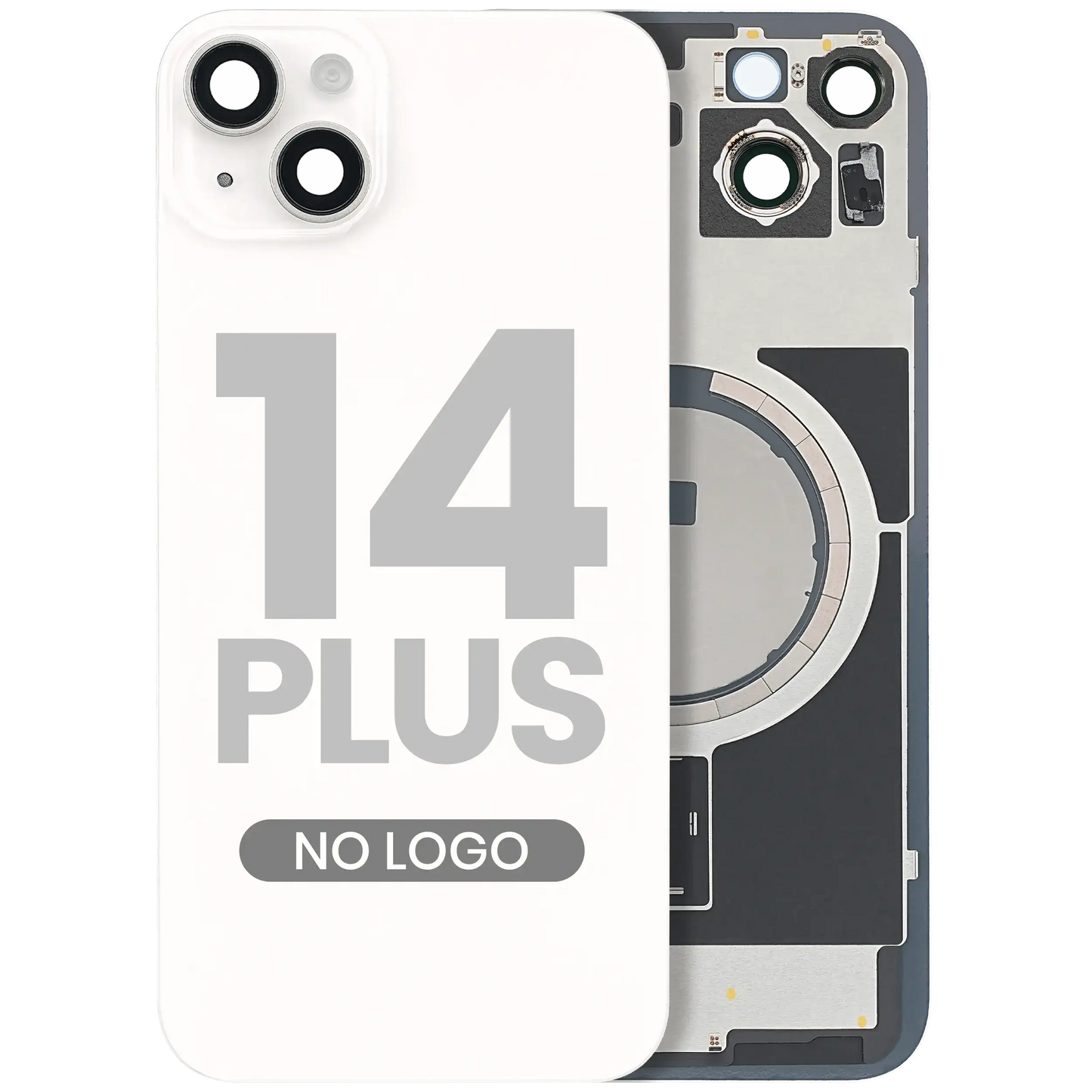 Back Glass w/ MagSafe Magnet For iPhone 14 Plus (Aftermarket) (Starlight) (No Logo)