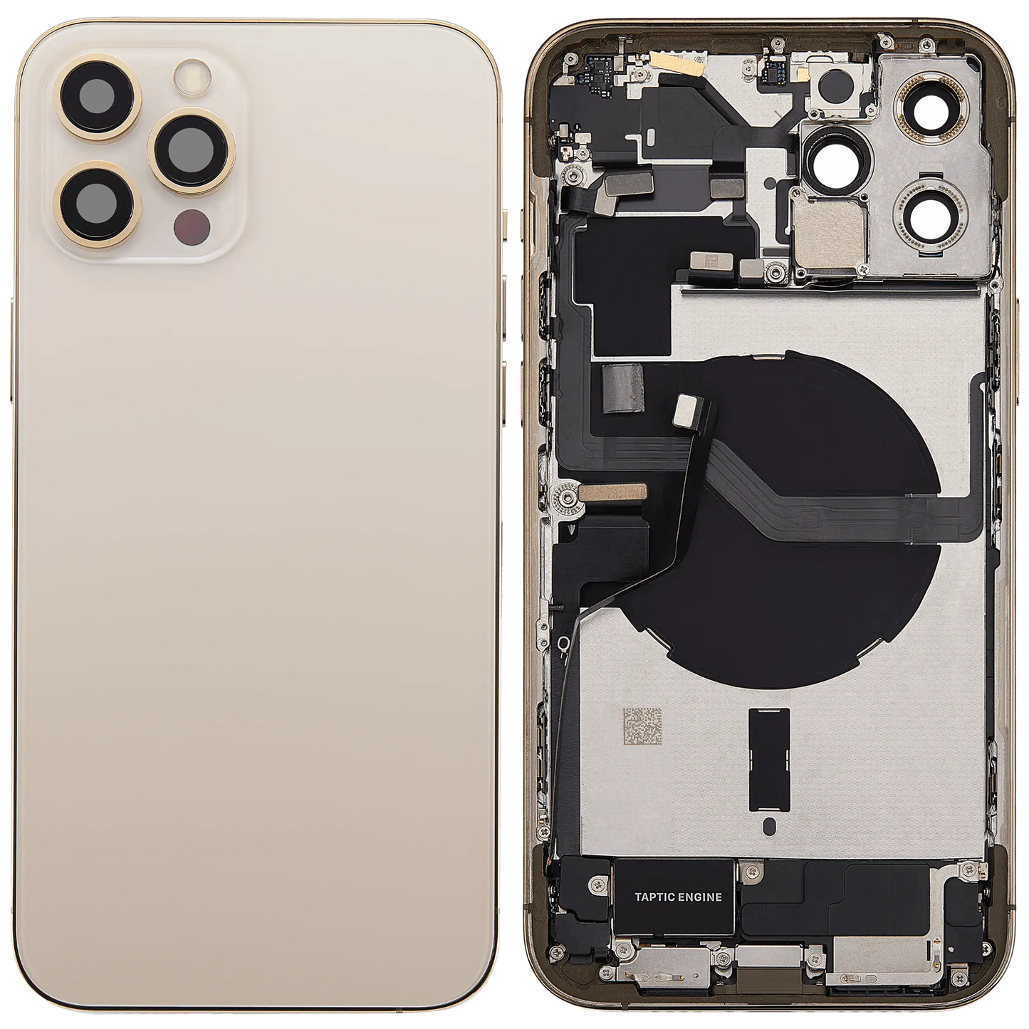 Back Housing W/ Charging Port Flex & Small Parts For iPhone 12 Pro Max (EU / Global Version) (Used OEM Pull: Grade B) (Gold)