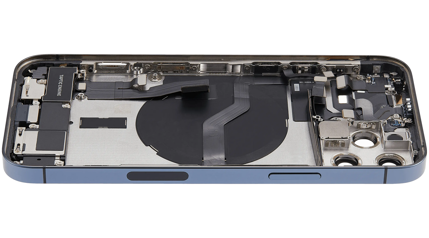 Back Housing W/ Charging Port Flex & Small Parts For iPhone 12 Pro (US Version) (Used OEM Pull: Grade C) (Pacific Blue)
