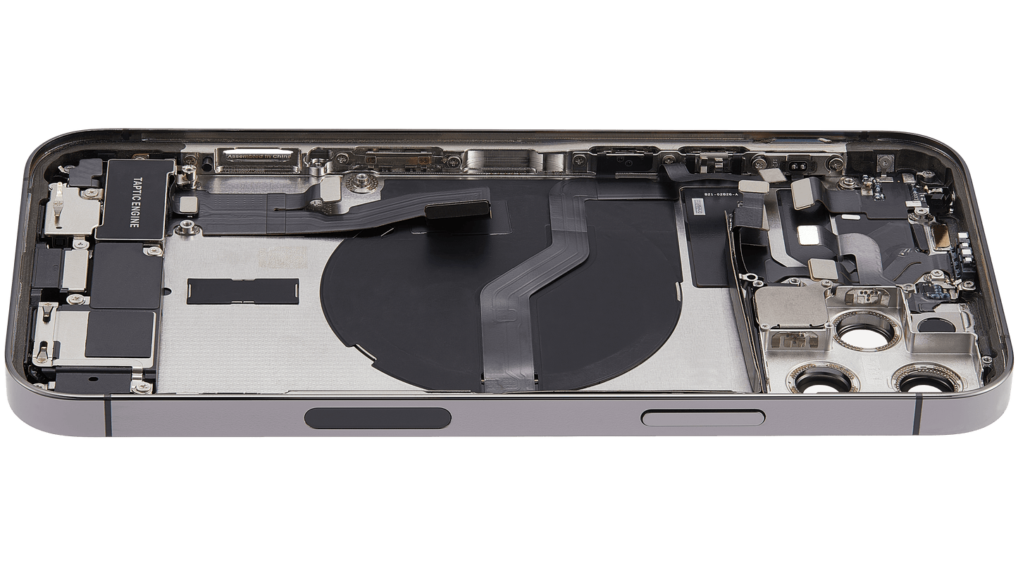 Back Housing W/ Charging Port Flex & Small Parts For iPhone 12 Pro (US Version) (Used OEM Pull: Grade C) (Graphite)