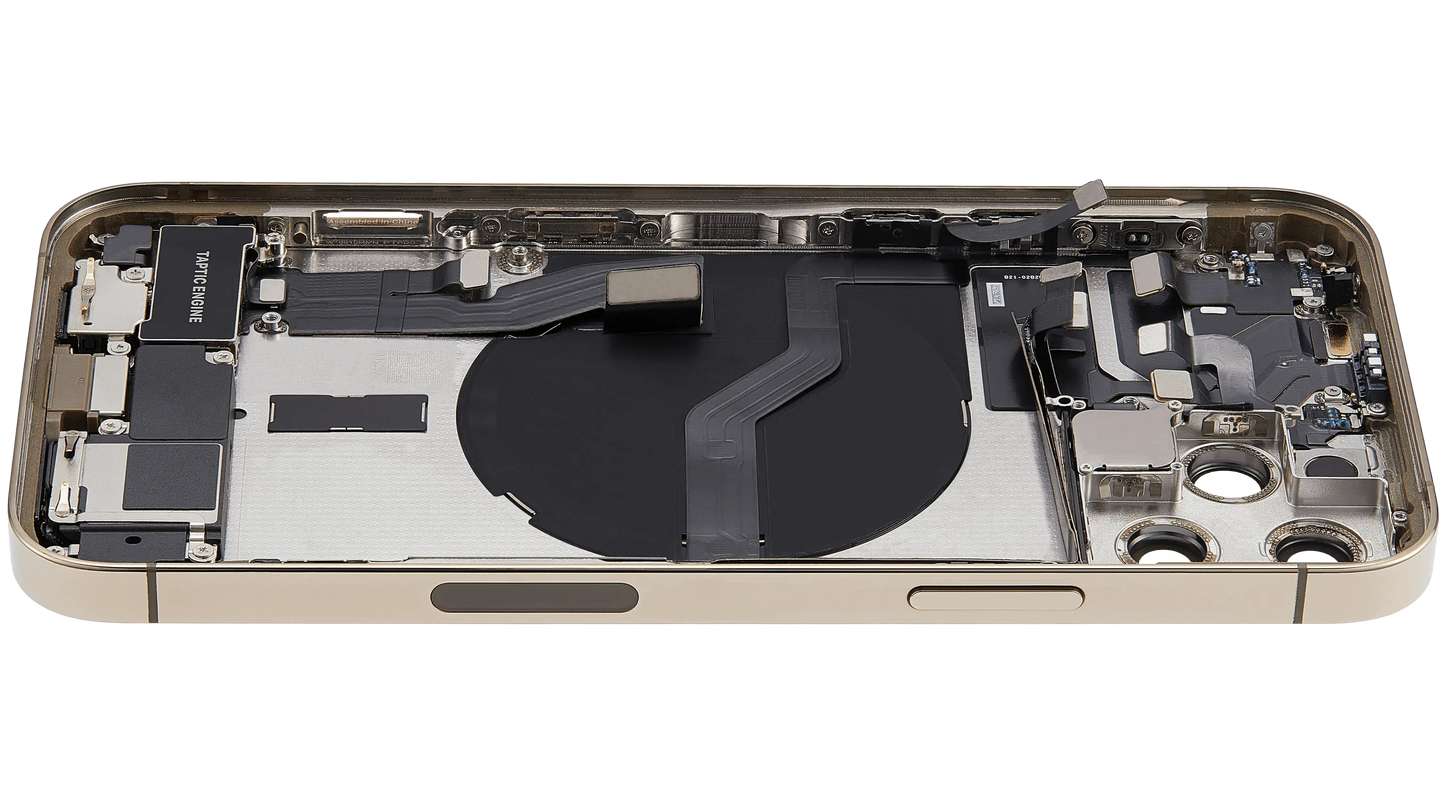 Back Housing W/ Charging Port Flex & Small Parts For iPhone 12 Pro (US Version) (Used OEM Pull: Grade C) (Gold)