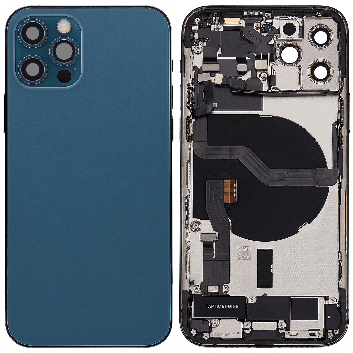 Back Housing W/ Charging Port Flex & Small Parts For iPhone 12 Pro (US Version) (Used OEM Pull: Grade B) (Pacific Blue)