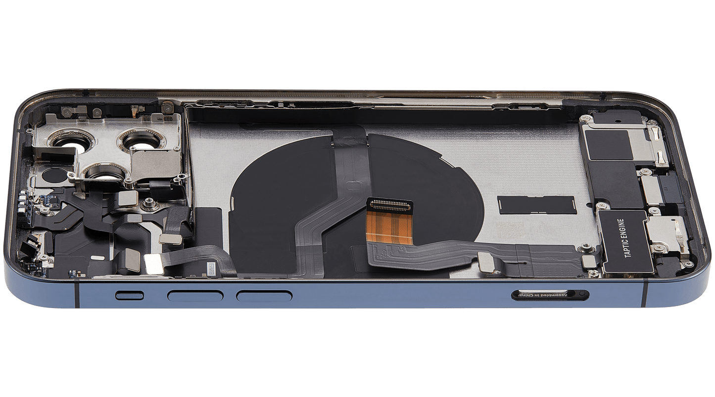 Back Housing W/ Charging Port Flex & Small Parts For iPhone 12 Pro (US Version) (Used OEM Pull: Grade B) (Pacific Blue)