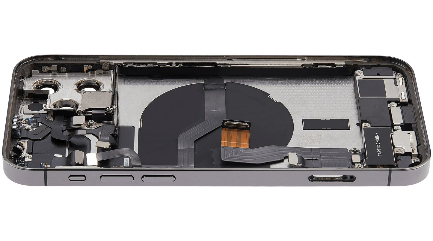 Back Housing W/ Charging Port Flex & Small Parts For iPhone 12 Pro (US Version) (Used OEM Pull: Grade B) (Graphite)