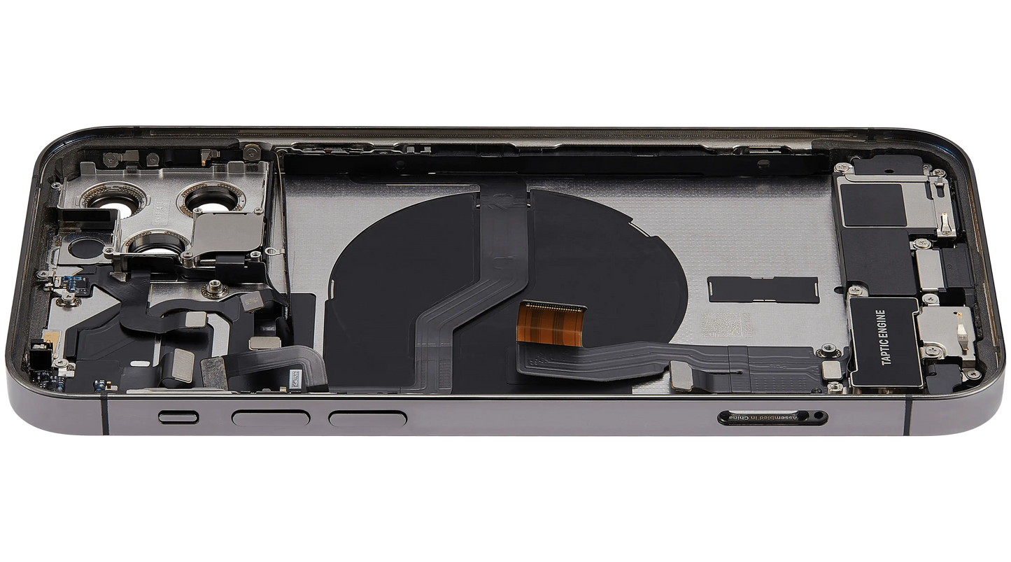 Back Housing W/ Charging Port Flex & Small Parts For iPhone 12 Pro (EU / Global Version) (Used OEM Pull: Grade C) (Graphite)