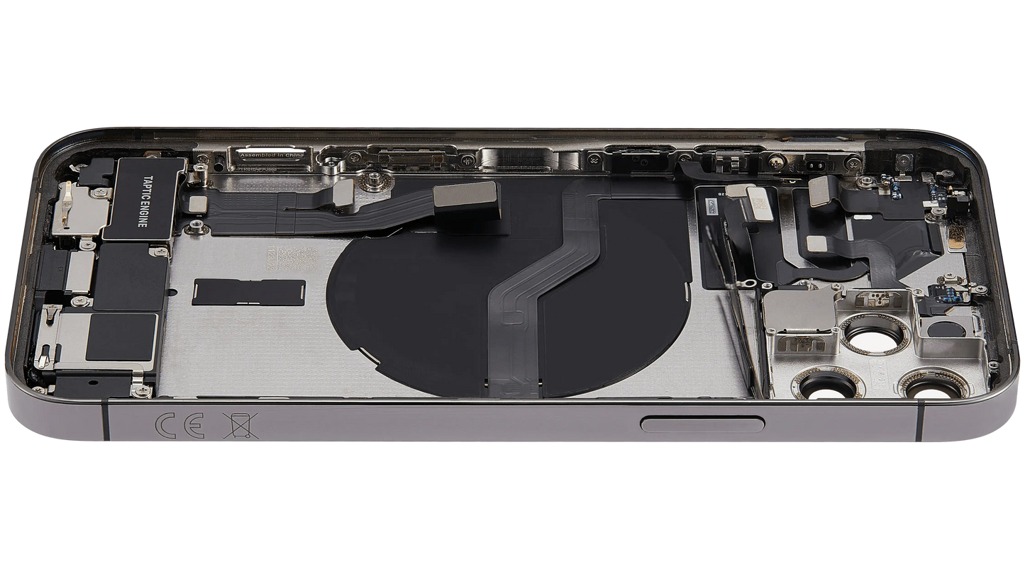 Back Housing W/ Charging Port Flex & Small Parts For iPhone 12 Pro (EU / Global Version) (Used OEM Pull: Grade C) (Graphite)