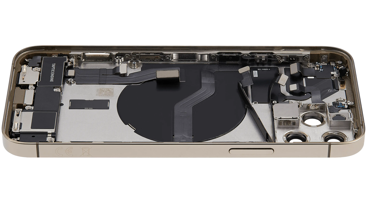 Back Housing W/ Charging Port Flex & Small Parts For iPhone 12 Pro (EU / Global Version) (Used OEM Pull: Grade C) (Gold)