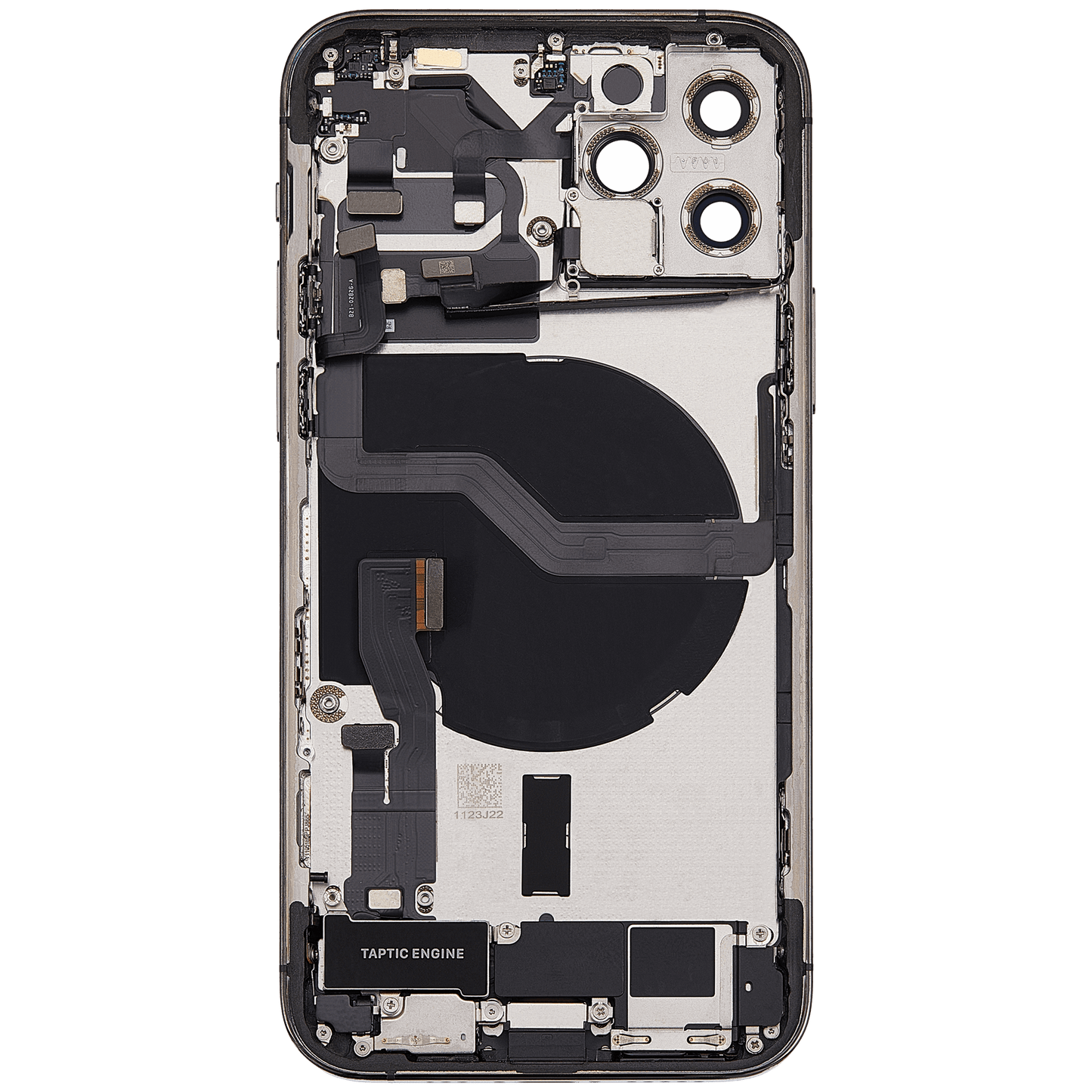 Back Housing W/ Charging Port Flex & Small Parts For iPhone 12 Pro (EU / Global Version) (Used OEM Pull: Grade B) (Graphite)