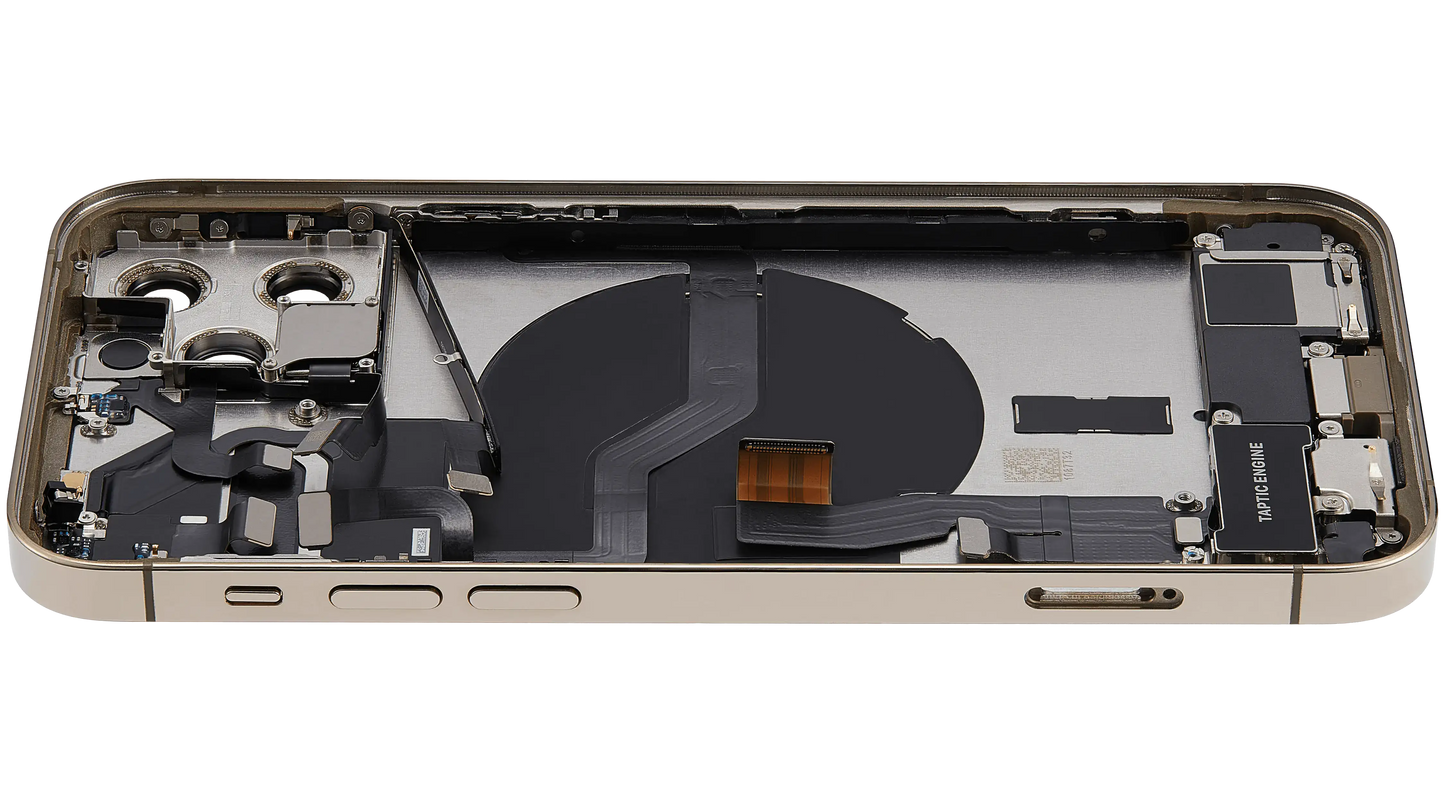 Back Housing W/ Charging Port Flex & Small Parts For iPhone 12 Pro (EU / Global Version) (Used OEM Pull: Grade B) (Gold)