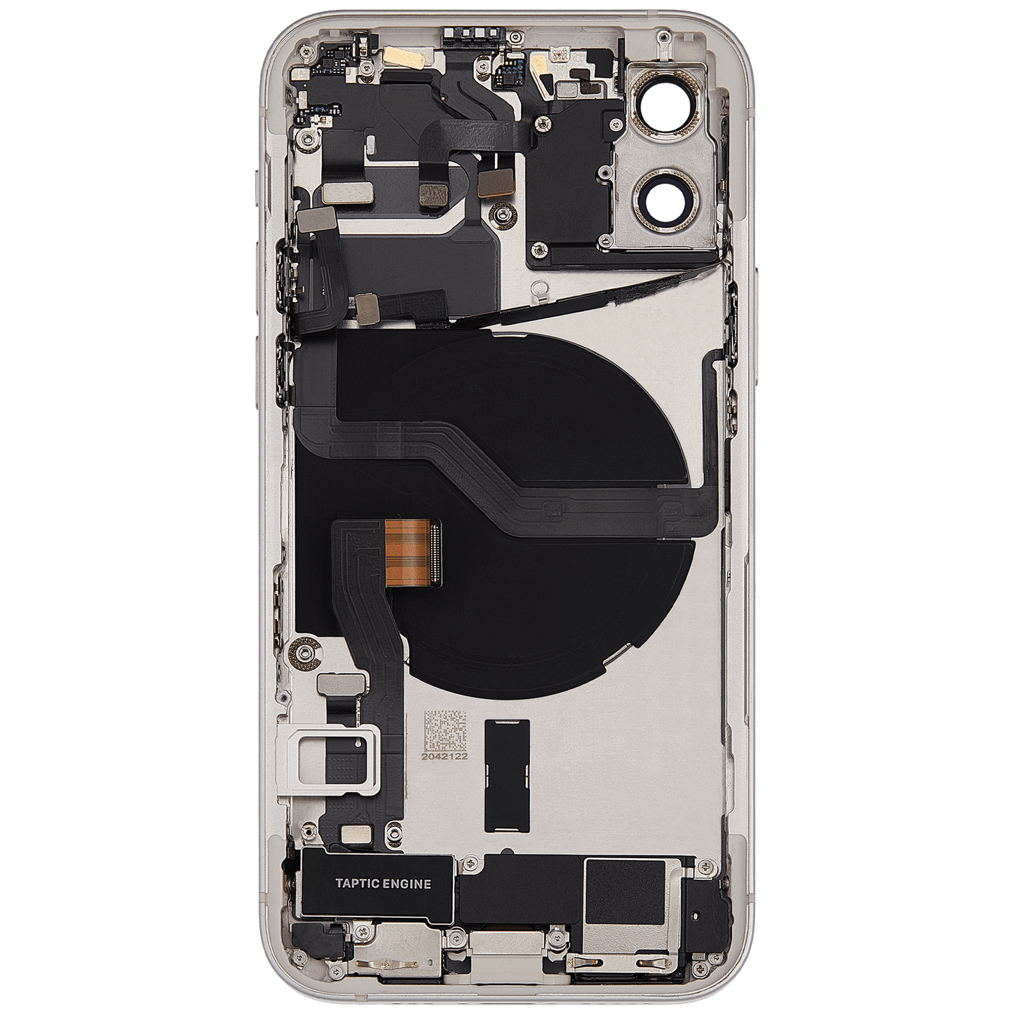 Back Housing W/ Charging Port Flex & Small Parts For iPhone 12 (US Version) (Used OEM Pull: Grade C) (White)