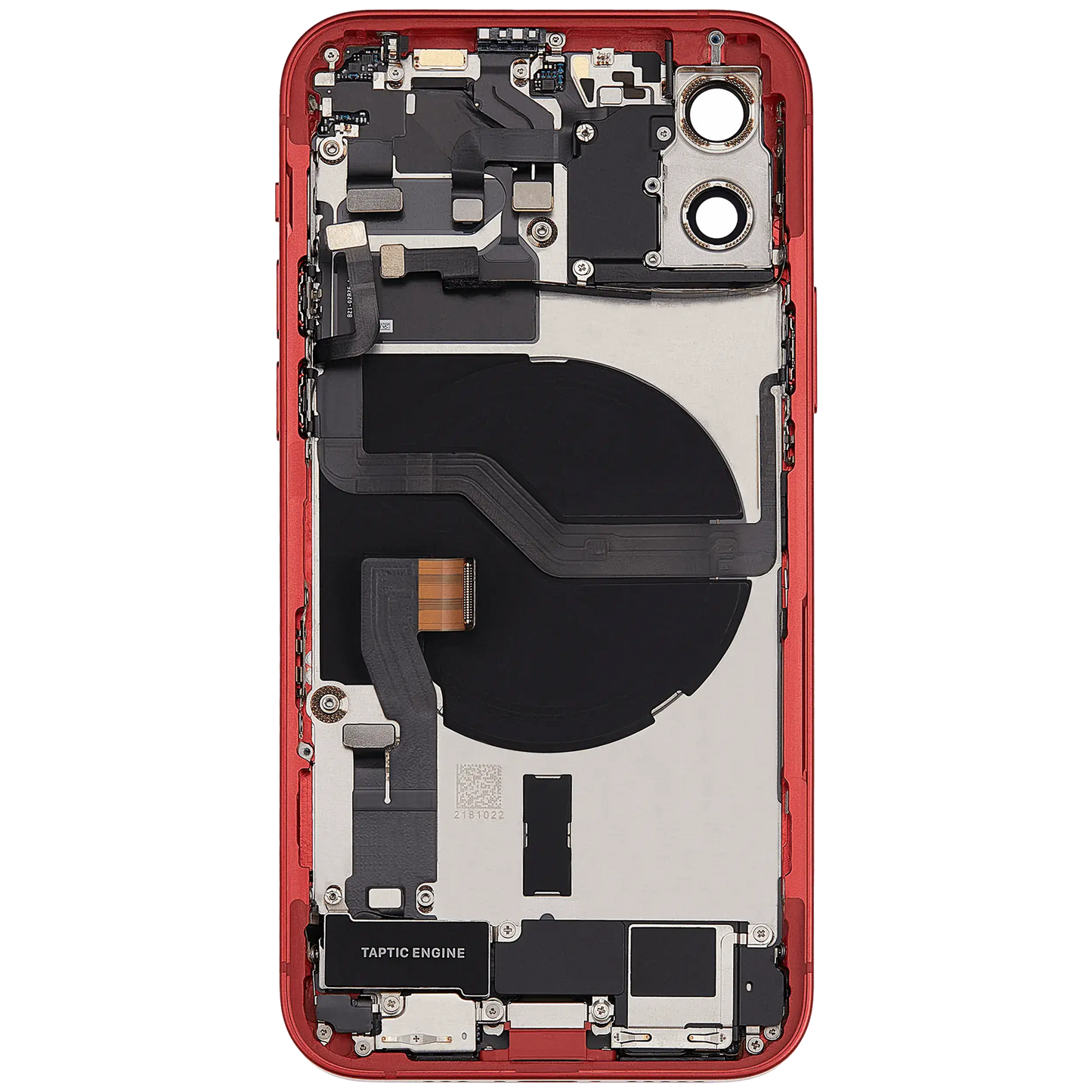 Back Housing W/ Charging Port Flex & Small Parts For iPhone 12 (US Version) (Used OEM Pull: Grade C) (Red)
