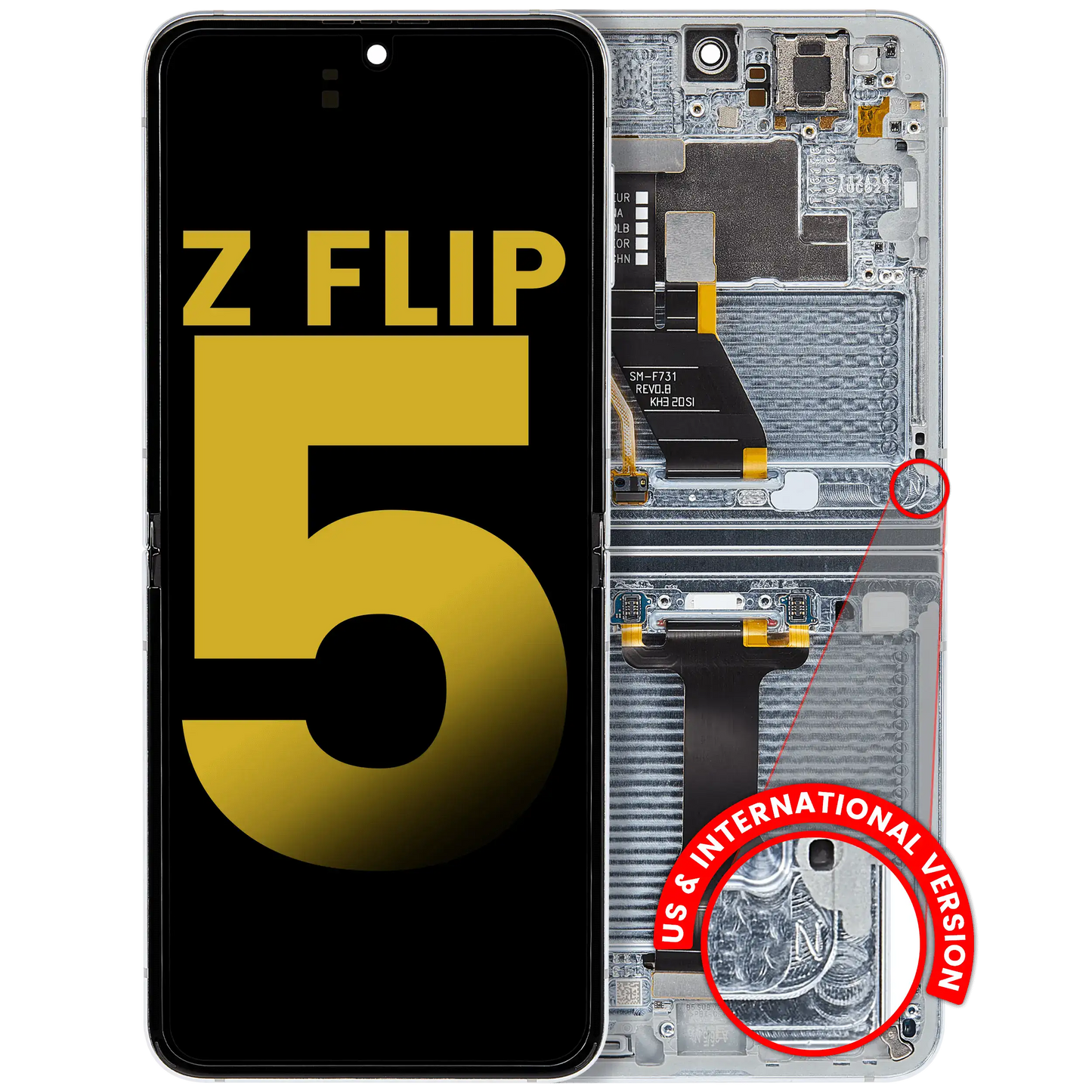 Inner OLED Assembly With Frame For Samsung Galaxy Z Flip 5 5G (US & International) (Refurbished) (Blue) - View 1 | TechDrip Canada