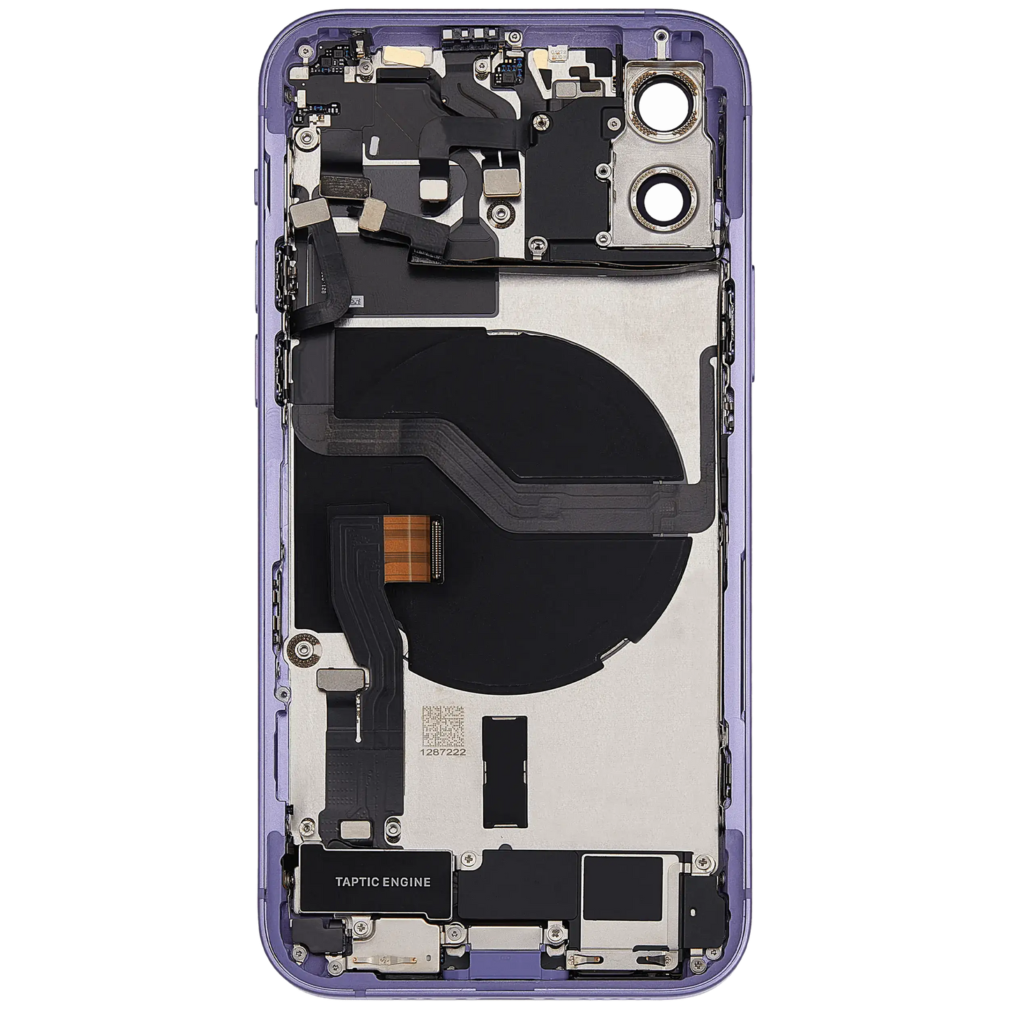 Back Housing W/ Charging Port Flex & Small Parts For iPhone 12 (US Version) (Used OEM Pull: Grade C) (Purple)